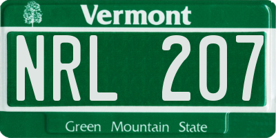 VT license plate NRL207