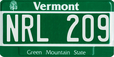 VT license plate NRL209