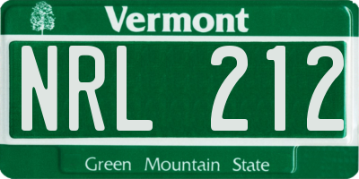 VT license plate NRL212
