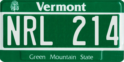 VT license plate NRL214