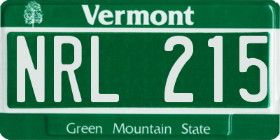VT license plate NRL215