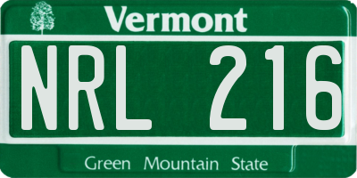 VT license plate NRL216