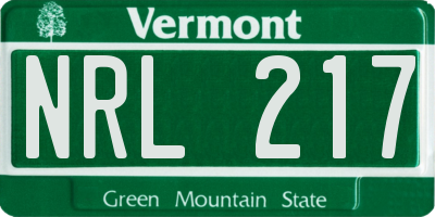 VT license plate NRL217