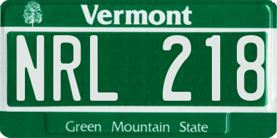 VT license plate NRL218