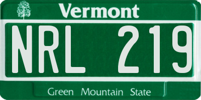 VT license plate NRL219