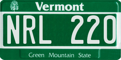 VT license plate NRL220