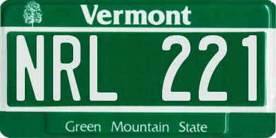 VT license plate NRL221