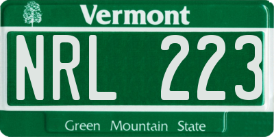 VT license plate NRL223