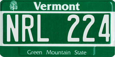 VT license plate NRL224