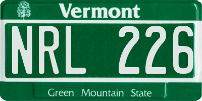 VT license plate NRL226