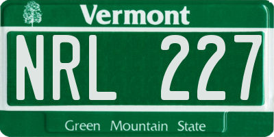 VT license plate NRL227