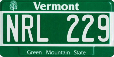 VT license plate NRL229
