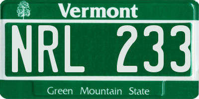 VT license plate NRL233