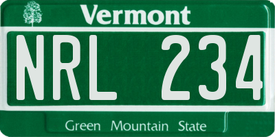 VT license plate NRL234