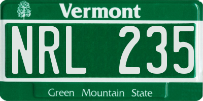 VT license plate NRL235