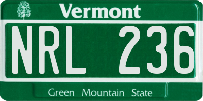 VT license plate NRL236