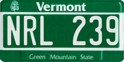 VT license plate NRL239