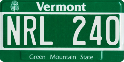 VT license plate NRL240