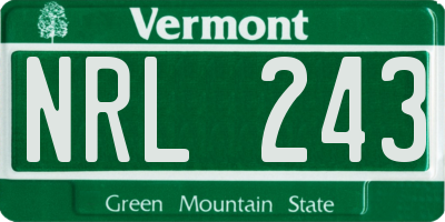 VT license plate NRL243
