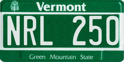 VT license plate NRL250