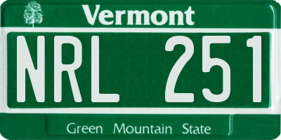 VT license plate NRL251