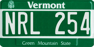 VT license plate NRL254