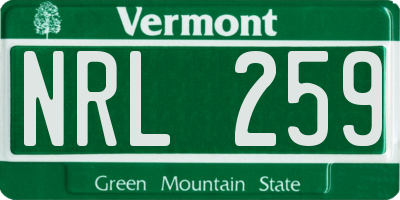 VT license plate NRL259