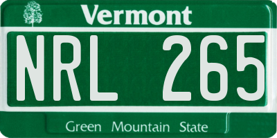 VT license plate NRL265