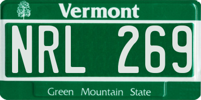 VT license plate NRL269