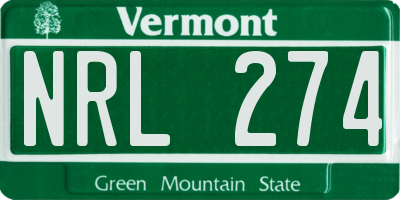 VT license plate NRL274
