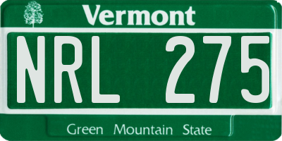 VT license plate NRL275