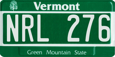 VT license plate NRL276