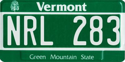 VT license plate NRL283