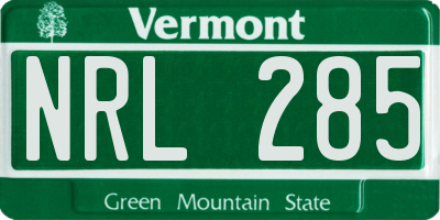 VT license plate NRL285