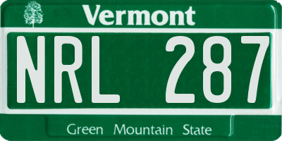 VT license plate NRL287