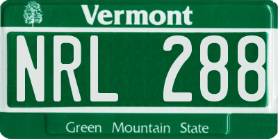 VT license plate NRL288