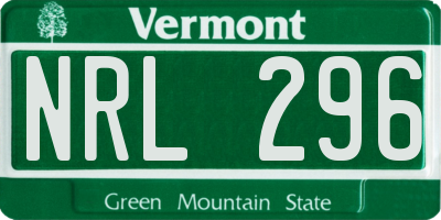 VT license plate NRL296