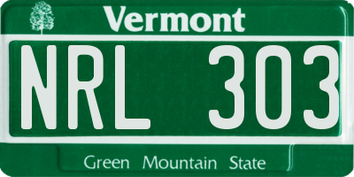 VT license plate NRL303