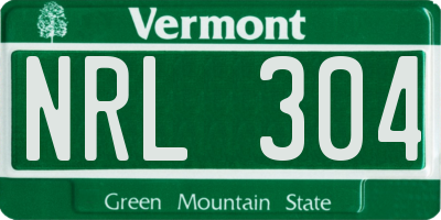 VT license plate NRL304