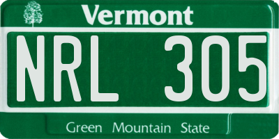 VT license plate NRL305