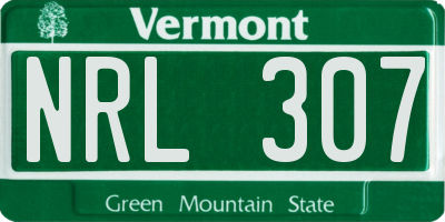 VT license plate NRL307