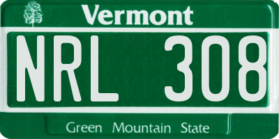 VT license plate NRL308