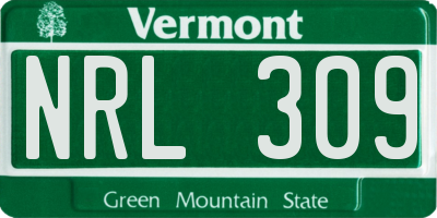 VT license plate NRL309