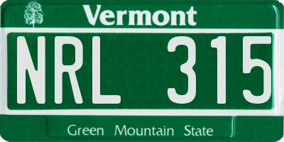 VT license plate NRL315