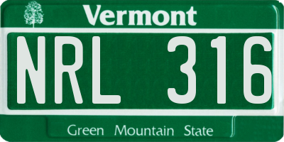 VT license plate NRL316