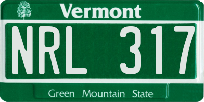 VT license plate NRL317