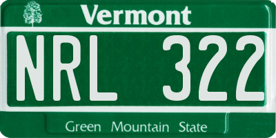 VT license plate NRL322