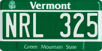 VT license plate NRL325