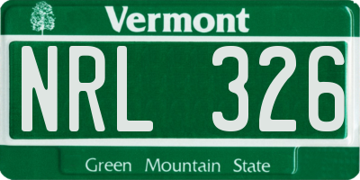 VT license plate NRL326