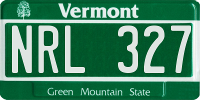 VT license plate NRL327